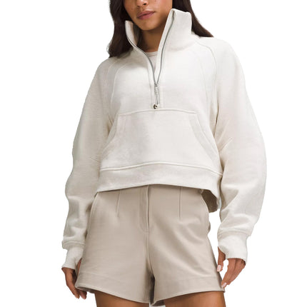 lululemon Women's Scuba Oversized Funnel Neck Half Zip Heathered Bone