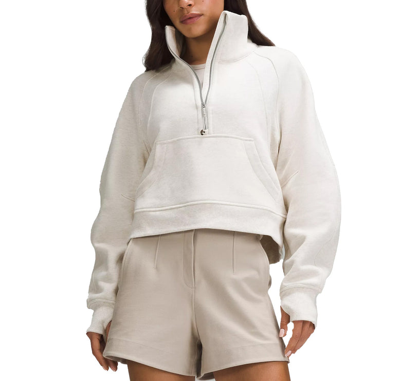 lululemon Women's Scuba Oversized Funnel Neck Half Zip Heathered Bone