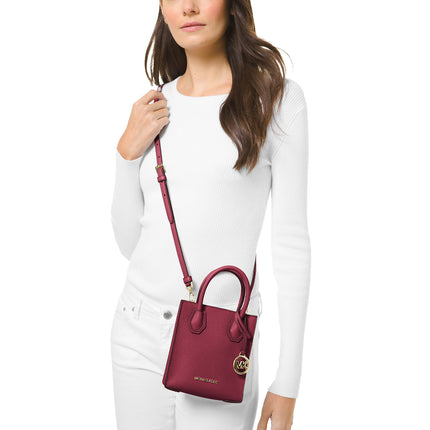 Michael Kors Women's Mercer Extra Small Pebbled Leather Crossbody Bag Mulberry