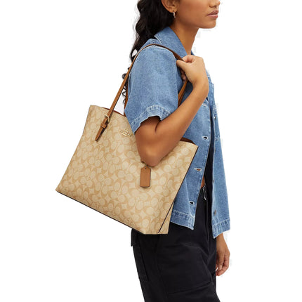 Coach Women's Mollie Tote In Signature Canvas Gold/Lt Khaki/Lt Saddle