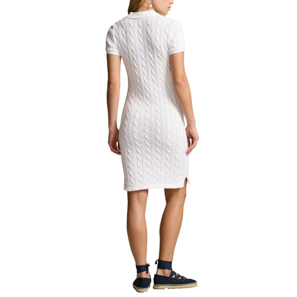 Polo Ralph Lauren Women's Cable Knit Cotton Polo Dress White