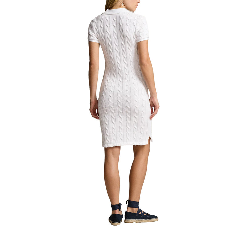 Polo Ralph Lauren Women's Cable Knit Cotton Polo Dress White