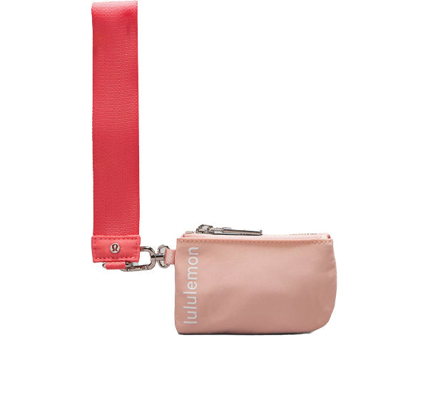 lululemon Unisex Dual Pouch Wristlet Pink Mist Raspberry Cream White