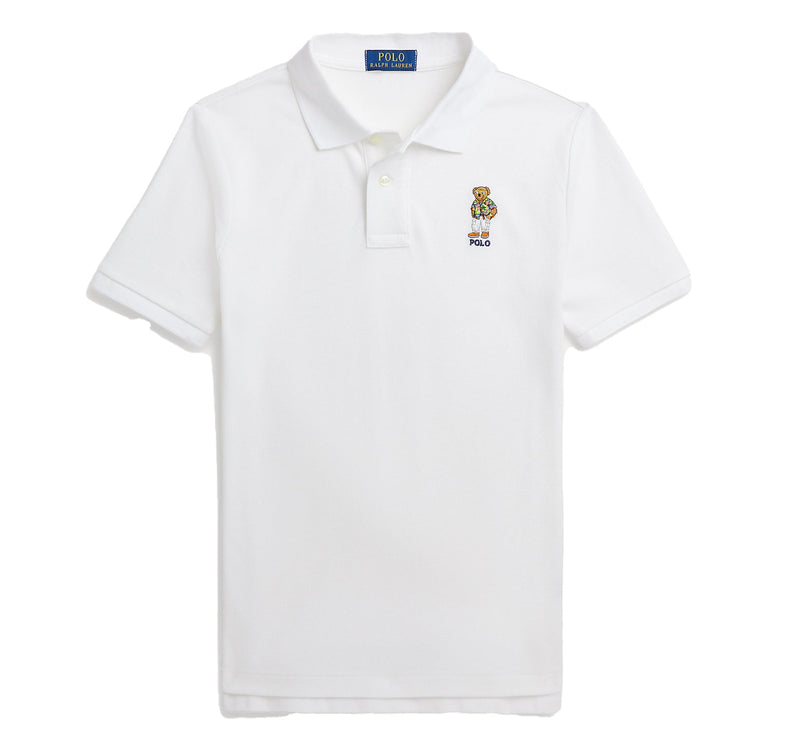 Polo Ralph Lauren Boy's Polo Bear Cotton Mesh Polo Shirt White