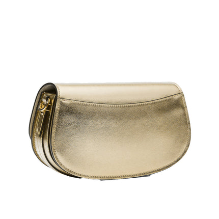 Michael Kors Women's Mila Medium Metallic Leather Messenger Bag Pale Gold