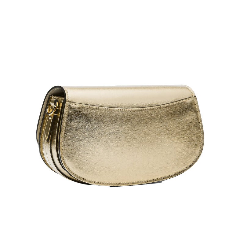 Michael Kors Women's Mila Medium Metallic Leather Messenger Bag Pale Gold