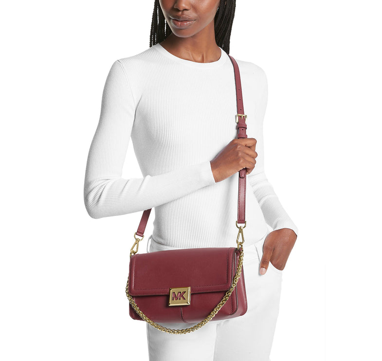 Michael Kors Women's Sonia Medium Leather Shoulder Bag Dark Cherry