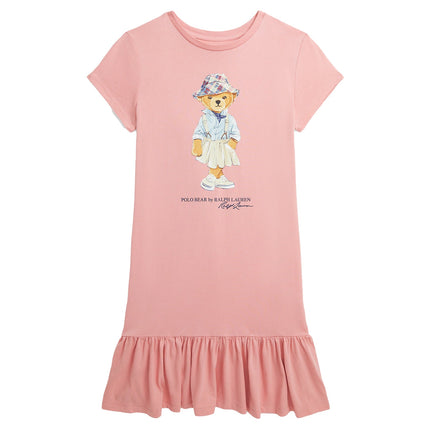 Polo Ralph Lauren Girl's Polo Bear Cotton Jersey Tee Dress Tickled Pink