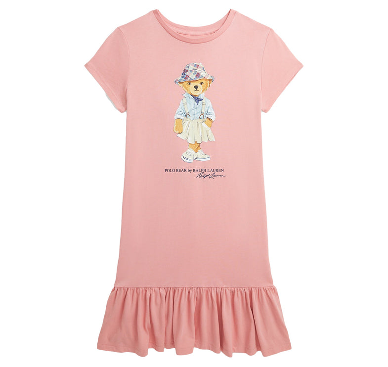 Polo Ralph Lauren Girl's Polo Bear Cotton Jersey Tee Dress Tickled Pink