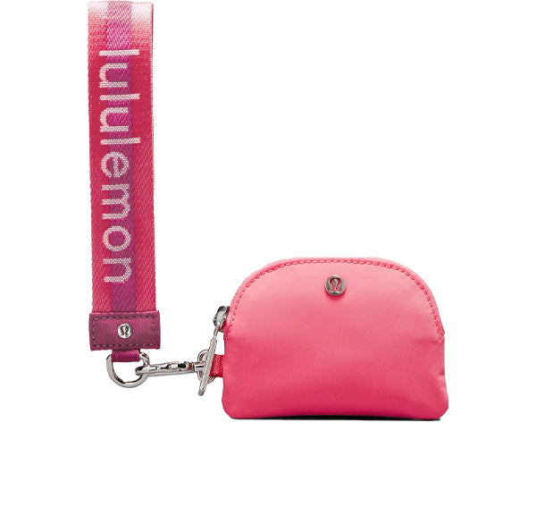 lululemon Unisex Dual Pouch Wristlet Washed Mauve Sakura Pink White