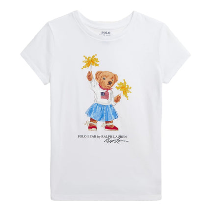 Polo Ralph Lauren Girl's Polo Bear Cotton Jersey Tee White