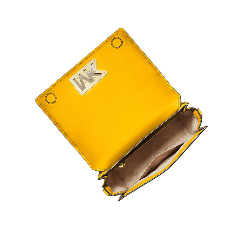 Michael Kors Women's Mimi Medium Leather Messenger Bag Jasmine Yellow