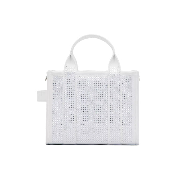 Marc Jacobs Women's The Crystal Denim Small Tote Bag White Crystal