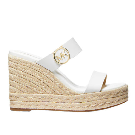 Michael Kors Women's Lucinda Leather Wedge Sandal Optic White