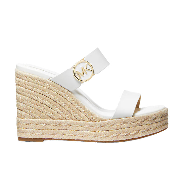 Michael Kors Women's Lucinda Leather Wedge Sandal Optic White