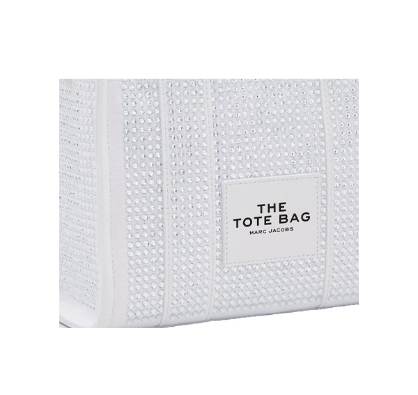 Marc Jacobs Women's The Crystal Denim Small Tote Bag White Crystal