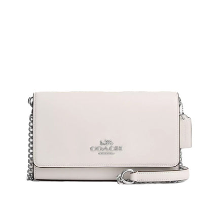 Coach Women's Flap Clutch Crossbody Silver/Chalk