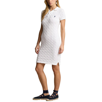 Polo Ralph Lauren Women's Cable Knit Cotton Polo Dress White