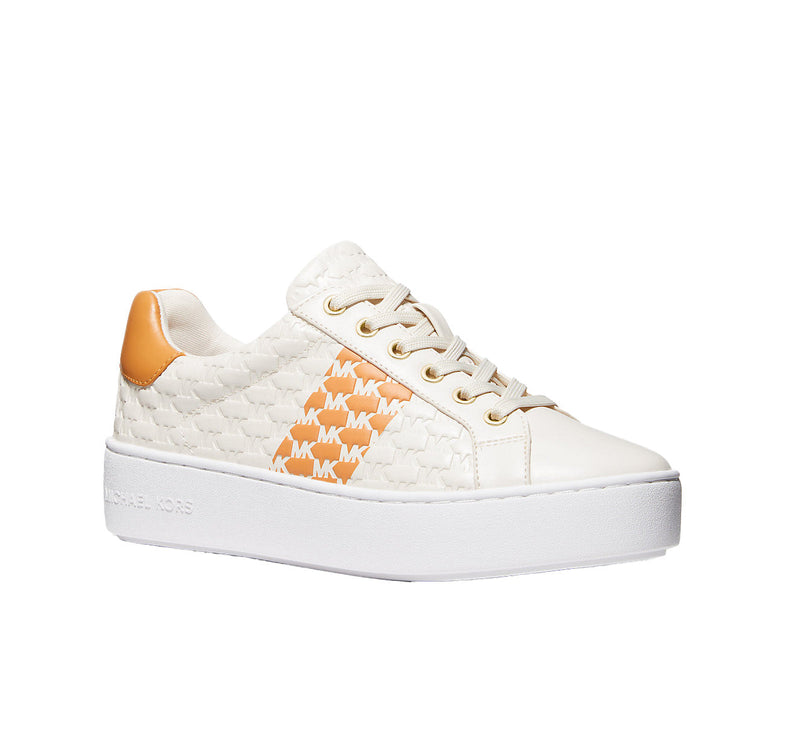 Michael Kors Women's Poppy Logo Embossed Stripe Sneaker Cider