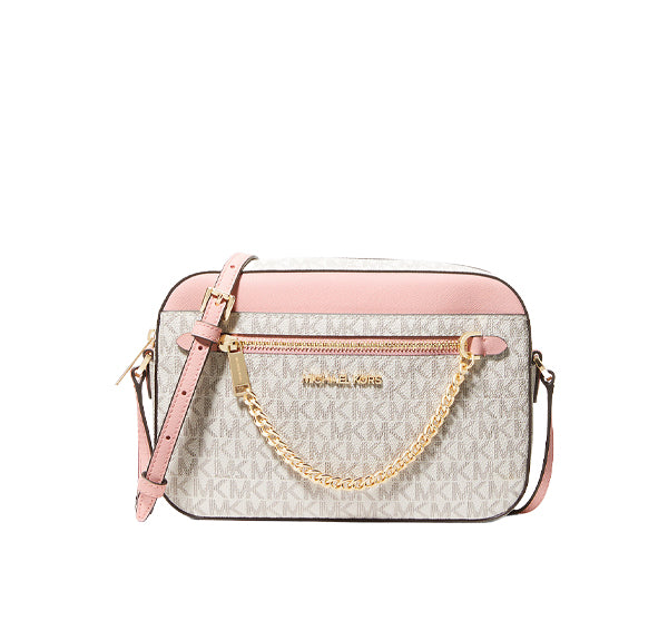 Michael Kors Women's Jet Set Large Logo Crossbody Bag Powder Blush Multi