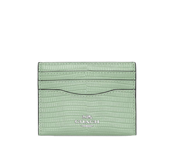 Coach Women's Slim Id Card Case Silver/Pale Green