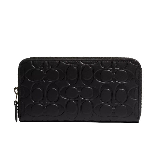 Coach Women's Accordion Wallet In Signature Leather Gunmetal/Black