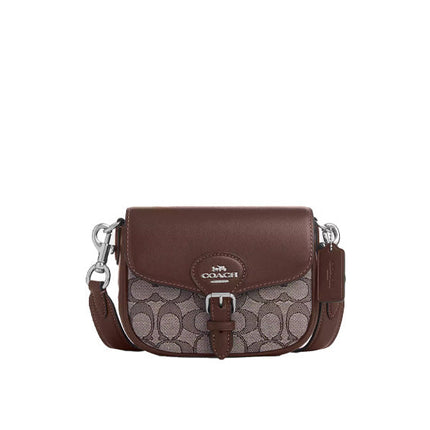 Coach Women's Amelia Saddle Bag In Signature Jacquard Silver/Oak/Maple