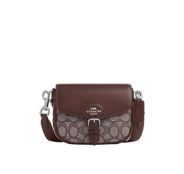 Coach Women's Amelia Saddle Bag In Signature Jacquard Silver/Oak/Maple