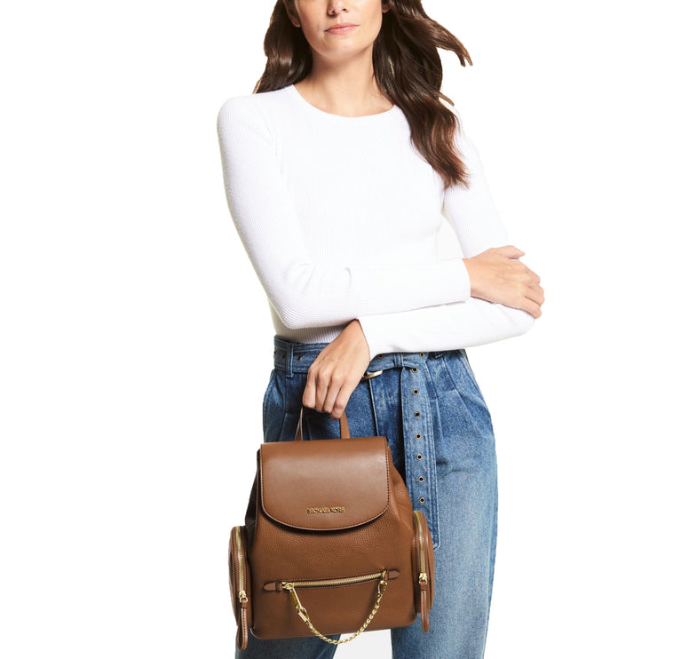 Michael Kors Women's Jet Set Medium Pebbled Leather Backpack Luggage/Gold