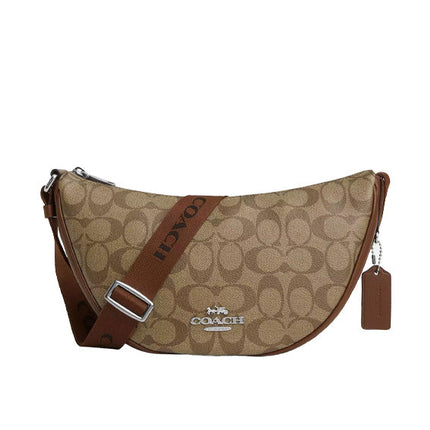 Coach Women's Pace Shoulder Bag In Signature Canvas Silver/Khaki/Saddle