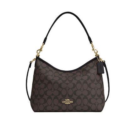 Coach Women's Laurel Shoulder Bag In Signature Canvas Gold/Brown Black