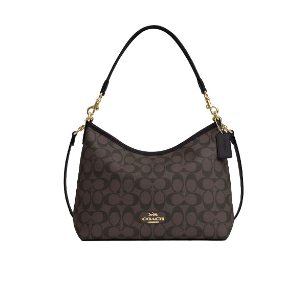 Coach Women's Laurel Shoulder Bag In Signature Canvas Gold/Brown Black