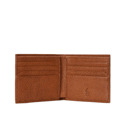 Polo Ralph Lauren Unisex Pebbled Leather Billfold Wallet Saddle