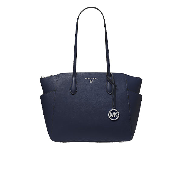 Michael Kors Women's Marilyn Medium Saffiano Leather Tote Bag Navy