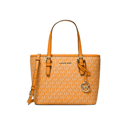 Michael Kors Women's Jet Set Travel Extra Small Logo Top Zip Tote Bag Honey Comb Multi