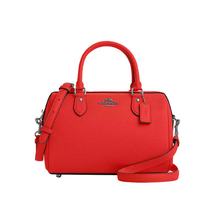 Coach Women's Rowan Satchel Bag Silver/Miami Red