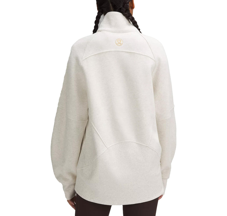 lululemon Women's Scuba Oversized Funnel Neck Half Zip Long Heathered Bone/Gold