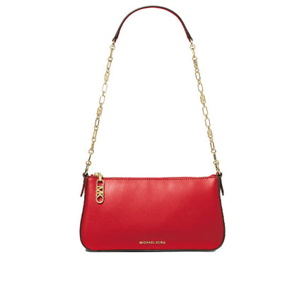 Michael Kors Women's Empire Medium Leather Chain Link Pochette Lacquer Red