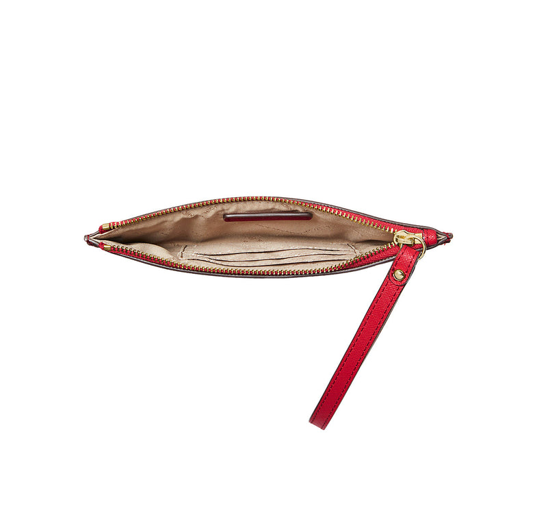 Michael Kors Women's Jet Set Medium Saffiano Leather Crossover Wristlet Bright Red