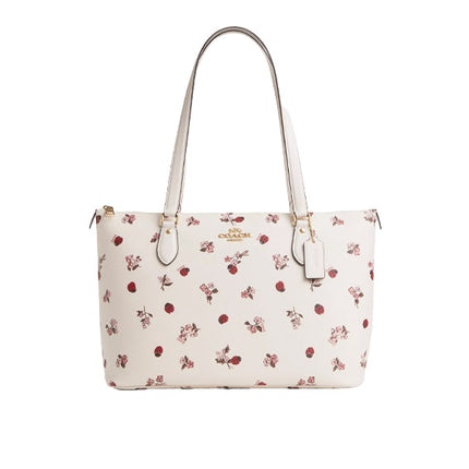 Coach Women's Gallery Tote With Ladybug Floral Print Gold/Chalk Multi