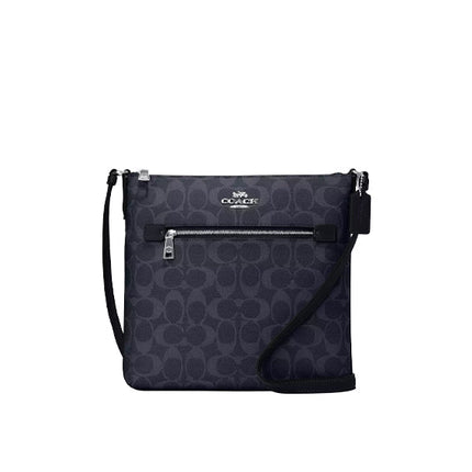 Coach Women's Rowan File Bag In Signature Canvas Silver/Denim/Midnight Navy