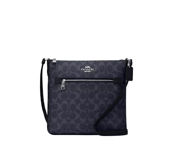 Coach Women's Rowan File Bag In Signature Canvas Silver/Denim/Midnight Navy