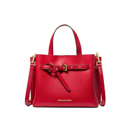 Michael Kors Women's Emilia Small Pebbled Leather Satchel Bright Red