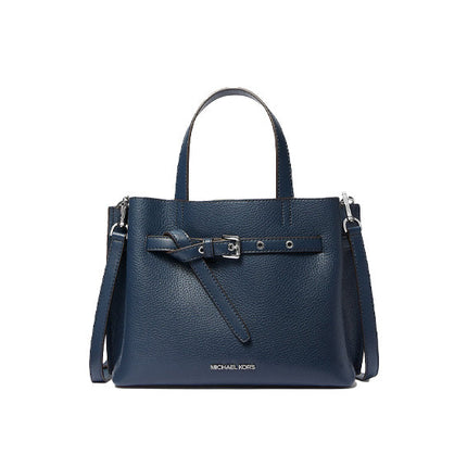 Michael Kors Women's Emilia Small Pebbled Leather Satchel Navy