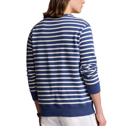 Ralph Lauren Men's Polo Bear Striped Fleece Sweatshirt Navy White Stripe