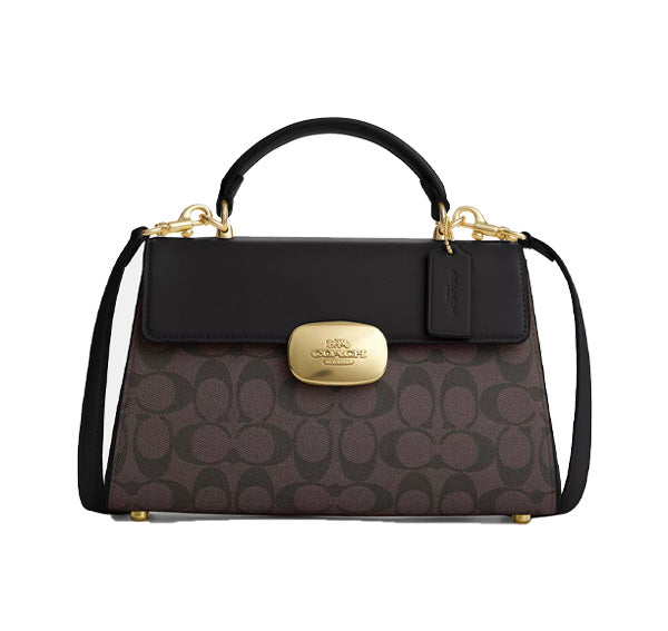 Coach Women's Eliza Top Handle In Signature Canvas Gold/Brown Black