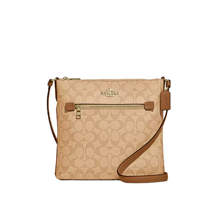 Coach Women's Rowan File Bag In Signature Canvas Gold/Light Khaki/Light Saddle