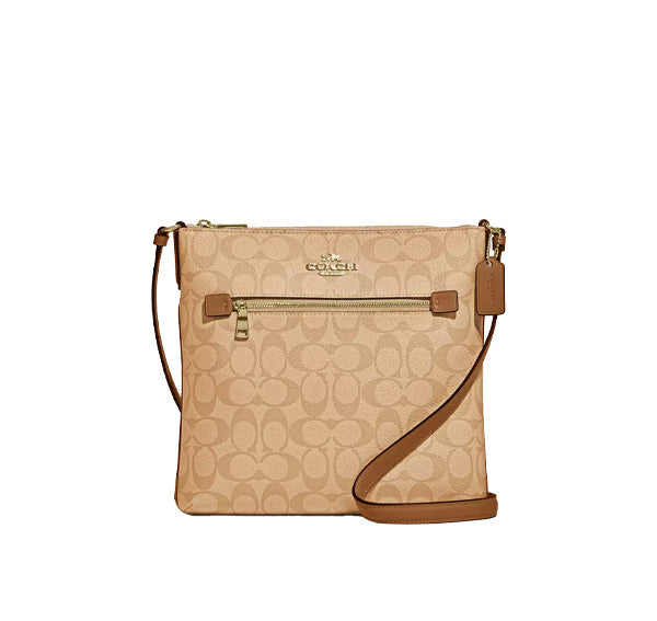 Coach Women's Rowan File Bag In Signature Canvas Gold/Light Khaki/Light Saddle