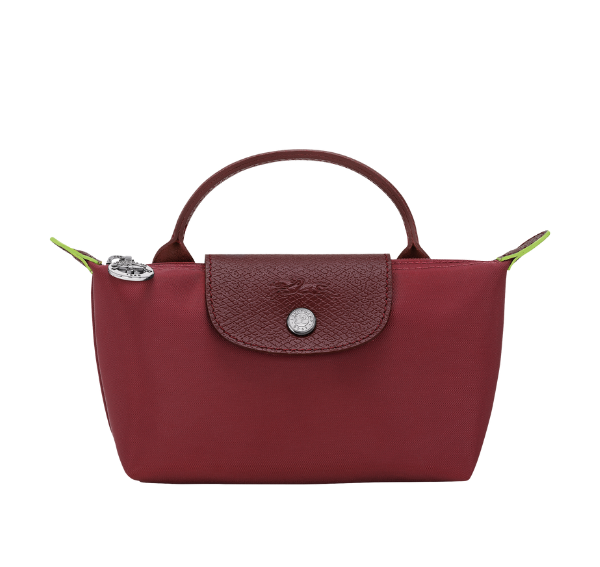 Longchamp Women's Le Pliage Green Pouch With Handle Pomegranate