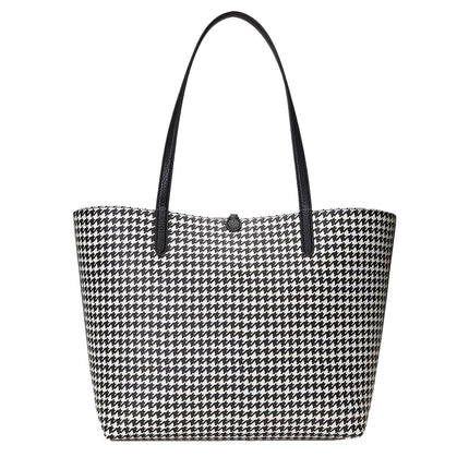 Polo Ralph Lauren Women's Faux Leather Reversible Tote Glenplaid Houndstooth